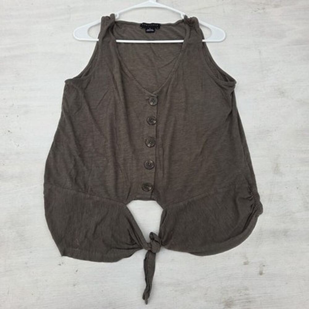 Sanctuary Tank Womens Small Button Front With Tie Green Sleeveless